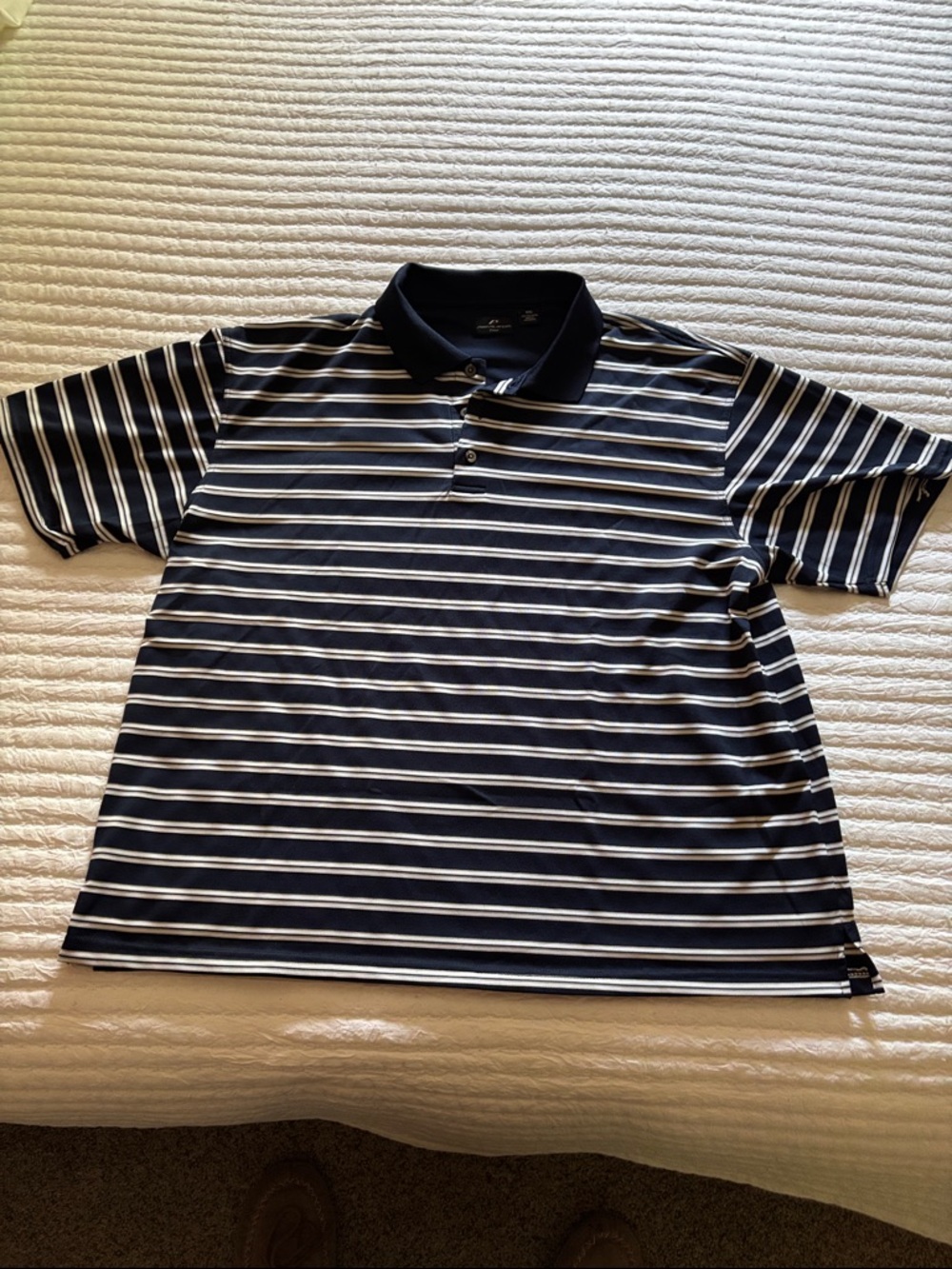Pro Player Tour Men's Navy and White Striped Polo